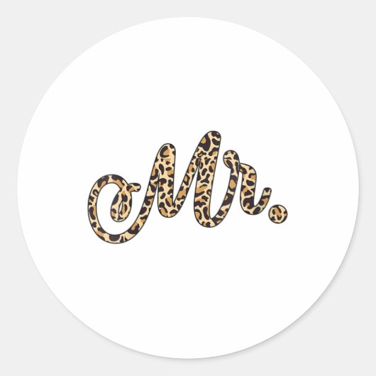 Vrouwen Bruid Bruidegom Mr. Leopard Print Wedding  Ronde Sticker (Voorkant)
