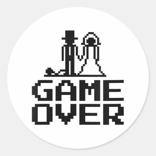 Vrouwen Bruidegom Bruid Bachelor Partner Game Over Ronde Sticker (Voorkant)