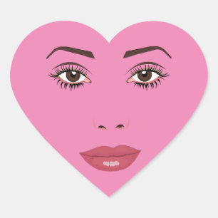 Vrouwen Bruine ogen rode lippenstift Hart Sticker
