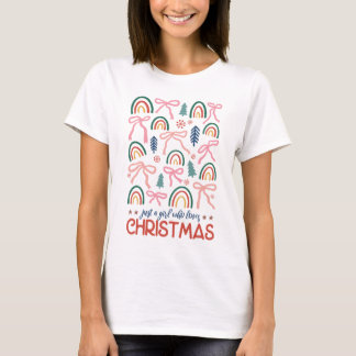 Vrouwen buigen Kerstmis T shirt, vrouwen kerstcade T-shirt