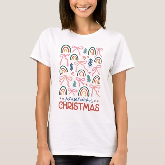 Vrouwen buigen Kerstmis T shirt, vrouwen kerstcade T-shirt (Voorkant)