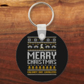 Vrouwen Calvariedag Cavaliers Logo Vrolijk Kerstfe Sleutelhanger (Voorkant)