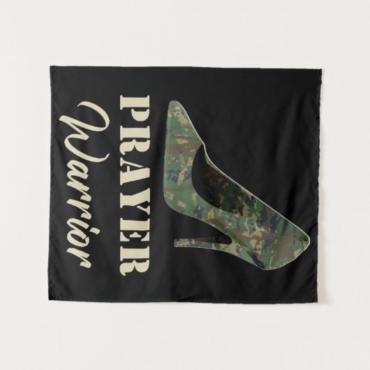 Vrouwen Camo Heels Prayer Warrior Faith Christelij Wandkleed (Voorkant (horizontaal))