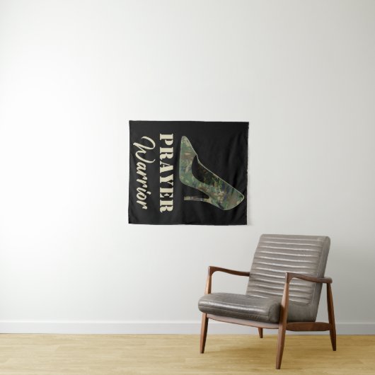 Vrouwen Camo Heels Prayer Warrior Faith Christelij Wandkleed (In Situ (horizontaal))