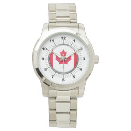 Vrouwen Canada Vlag Oversized zilveren horloge