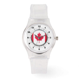 Vrouwen Canada Vlag Sportief Roze Silicon Horloge
