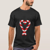 Vrouwen Candy Cane Heart Merry en Bright Red White T-shirt (Voorkant)