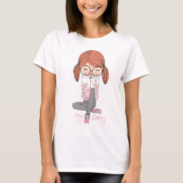 Vrouwen cartoon-meisje-illustratie- t-shirt