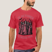 Vrouwen Casual Oktober We Draag Roze Heksenborst C T-shirt (Voorkant)