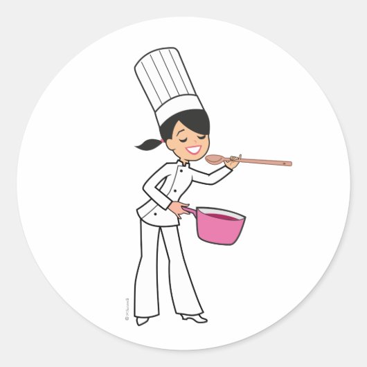 Vrouwen Chef Sticker met Illustratie (Voorkant)