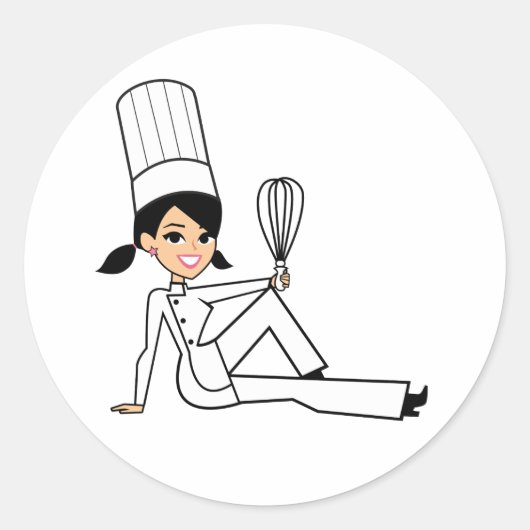 Vrouwen Chef Sticker met Schattigee Illustratie (Voorkant)