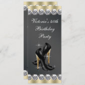 Vrouwen Chic Black 40ste verjaardagsfeestje Kaart (Voorkant / Achterkant)