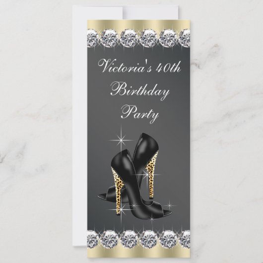 Vrouwen Chic Black 40ste verjaardagsfeestje Kaart (Voorkant)