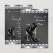 Vrouwen Chic Black verjaardagsfeestje Kaart (Voorkant / Achterkant)
