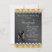 Vrouwen Chic Black verjaardagsfeestje Kaart (Achterkant)