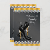 Vrouwen Chic Black verjaardagsfeestje Kaart (Voorkant / Achterkant)
