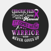 Vrouwen Chronisch Pijnbewustzijn Krijger Paarse Ri Ronde Sticker (Voorkant)