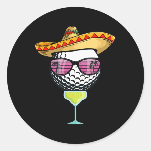 Vrouwen Cinco de Mayo golfbal met Sombrero Margar Ronde Sticker (Voorkant)