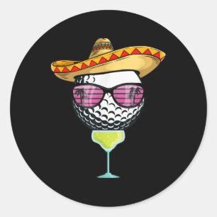 Vrouwen Cinco de Mayo golfbal met Sombrero Margar Ronde Sticker