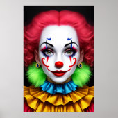 Vrouwen clown rood groen haar rode neus | AI Art Poster (Voorkant)