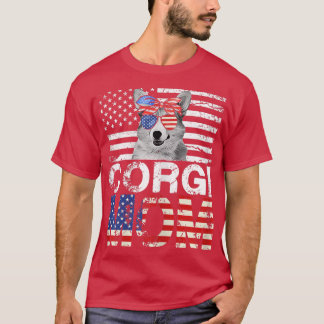 Vrouwen Cool Corgi Ma USA Flag Patriotic Mothers D T-shirt
