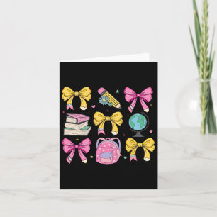 Vrouwen Coquette Roze Bow Ribbons Pencil Teacher A Kaart