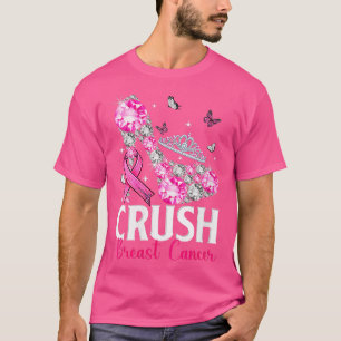 Vrouwen Crush Borstkanker Bewustzijn Bling Lint T-shirt