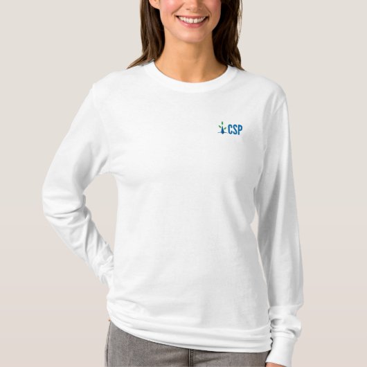 Vrouwen, CSP Logo + kompas op rug T-shirt (Voorkant)