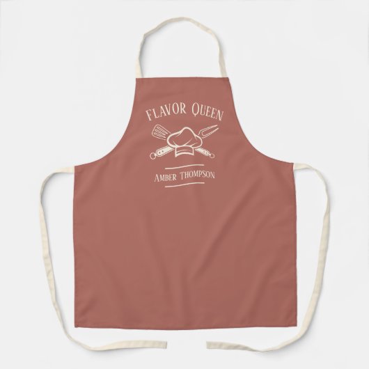 Vrouwen Custom Tekst & Naam Chef Koken BBQ Schort (Voorkant)