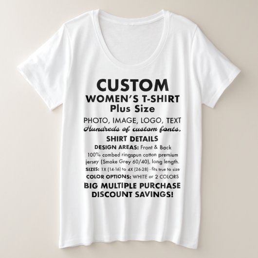 Vrouwen Custom White Plus Size T-shirt (Design voorkant)