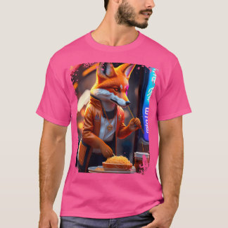 Vrouwen Cyberpunk Vulpes Eten Ramen Anthro Fox Ar T-shirt