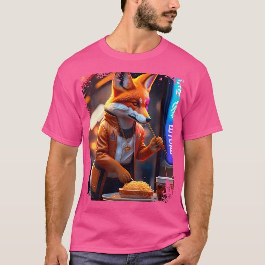 Vrouwen Cyberpunk Vulpes Eten Ramen Anthro Fox Ar T-shirt (Voorkant)