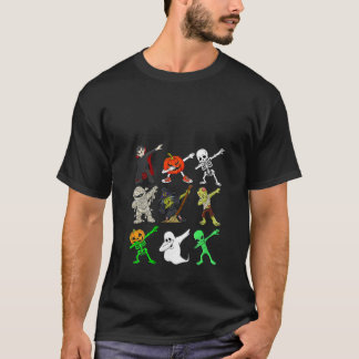 Vrouwen Dabbing Funny Skeleton Zombie Vampire Ghos T-shirt