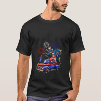Vrouwen Dabbing Man pick-up truck 4 juli US FLA T-shirt