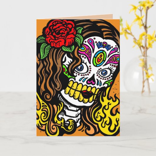 vrouwen dag van het dode wenskaart kaart (Gele Bloem)