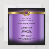 Vrouwen Damask Paars Gold Black Birthday Party Kaart (Achterkant)