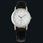 Vrouwen Dames Lederen Strap Initiaal Monogram Horl Horloge<br><div class="desc">Aangepast, gepersonaliseerd, dames dames klassieke zwart lederen band, zilver legering hoesje, polshorloge. Typ gewoon de initialen in. Ga je gang creëer een prachtig, aangepaste horloge voor de speciale vrouwen in je leven - mama, bruid, vrouw, zus, oma, vriendin. Maakt een geweldig cadeau op maat voor moederdag, verjaardag, bruiloft, huwelijksverjaardag, Valentijnsdag,...</div>
