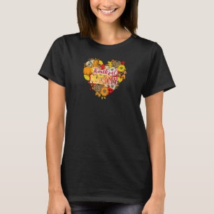 Vrouwen Dankbaar Bloem Pompoen Hart Mamma T-shirt