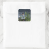 Vrouwen dansen door het Zee Vierkante Sticker (Tas)