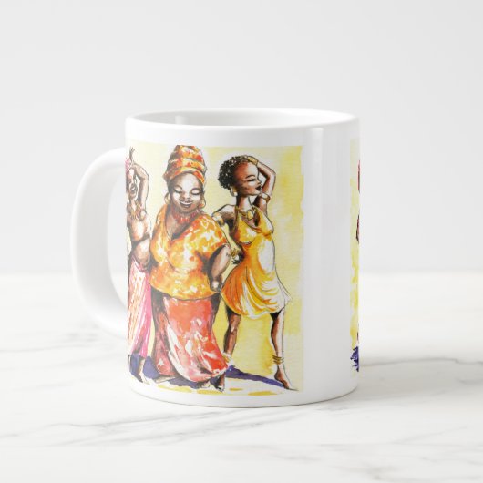 Vrouwen dansen grote koffiekop (Links)