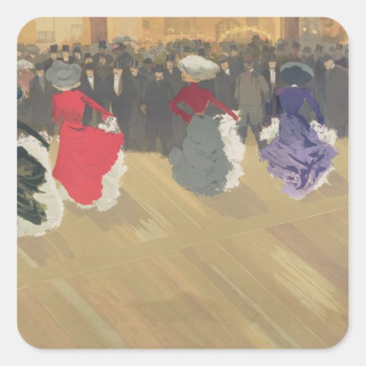 Vrouwen dansen het blik-kan vierkante sticker (Voorkant)