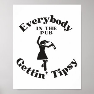 Vrouwen dansen Iedereen in de pub wordt aangeschot Poster