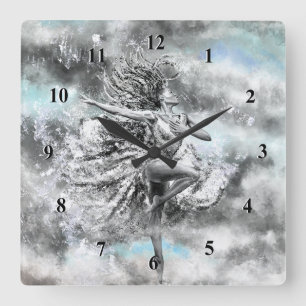 Vrouwen dansen in de wolken - Een wandklok tekenen