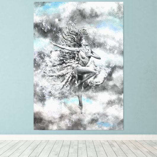 Vrouwen dansen in de wolken - voelen - schilderen canvas afdruk (Insitu (Houten vloer))