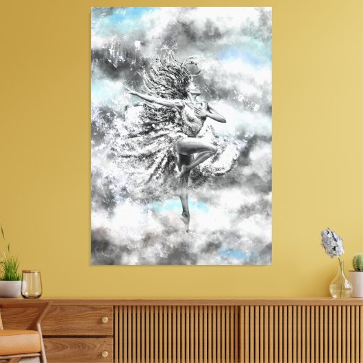 Vrouwen dansen in de wolken - voelen - schilderen canvas afdruk (Insitu (Woonkamer))