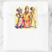 Vrouwen dansen vierkante sticker (Tas)
