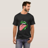 Vrouwen De Kerstmis Groene Plaid Candy Cane Lips C T-shirt (Voorkant volledig)
