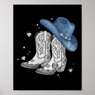 Vrouwen Denim & amp; Diamonds Zwart T-shirt Wester Poster