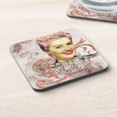 Vrouwen denken aan de digitale collage roze dame m drankjes onderzetter (Linkerzijde)