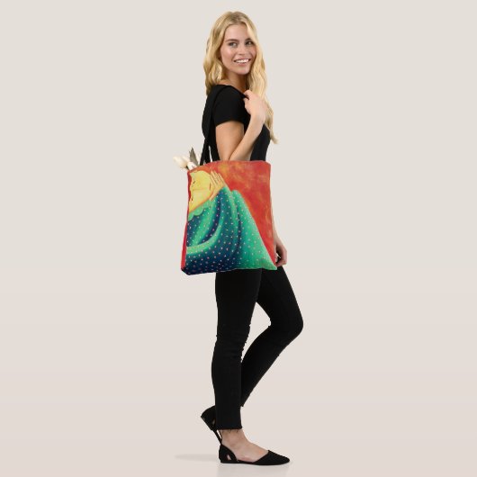 Vrouwen denken aan hedendaagse kunst schilderen tote bag (Op model)